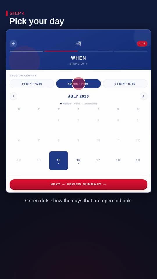 Pick dates and times